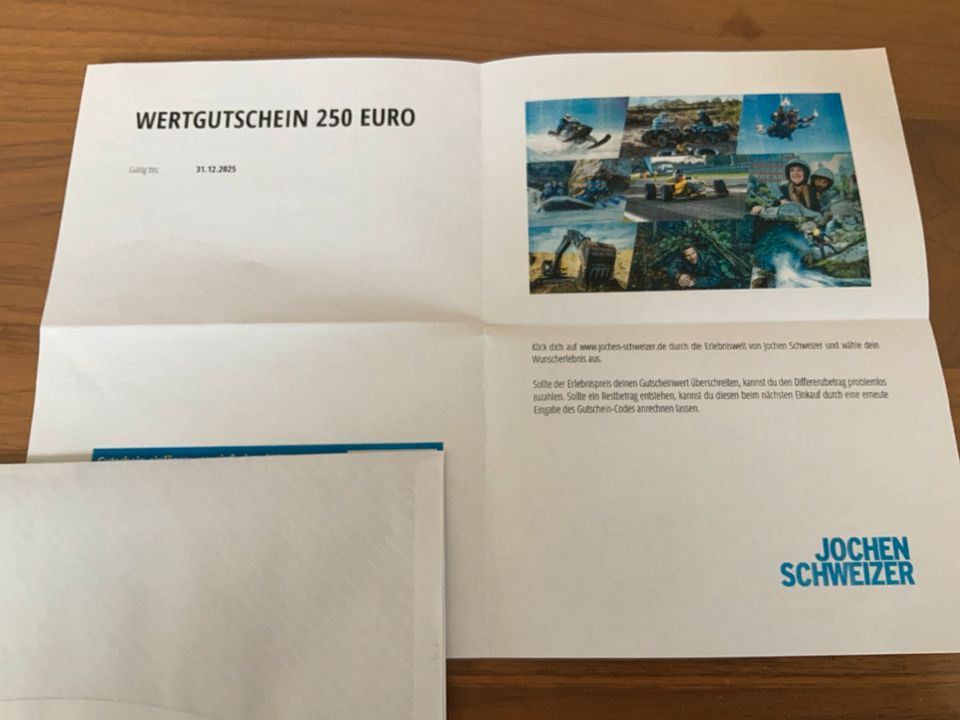 Jochen Schweizer Gutschein Wert 250,00 Wertgutschein in Göppingen