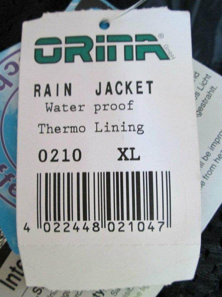 Motorrad Regenjacke ORINA Neu Größe XL Waterproof in Jörl