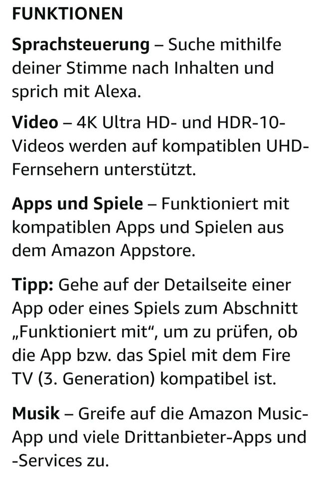 Amazon Fire TV (3. Gen)Android mit 4K Ultra HD ohne Fb in Berlin