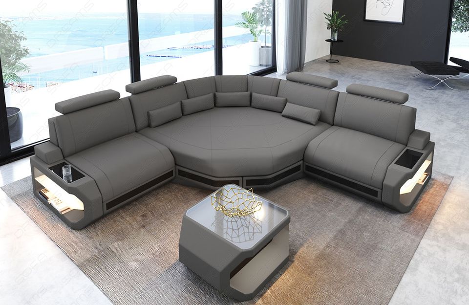 Stoffsofa Asti L Form Mini mit Relax Ecke und LED Beleuchtung in Berlin