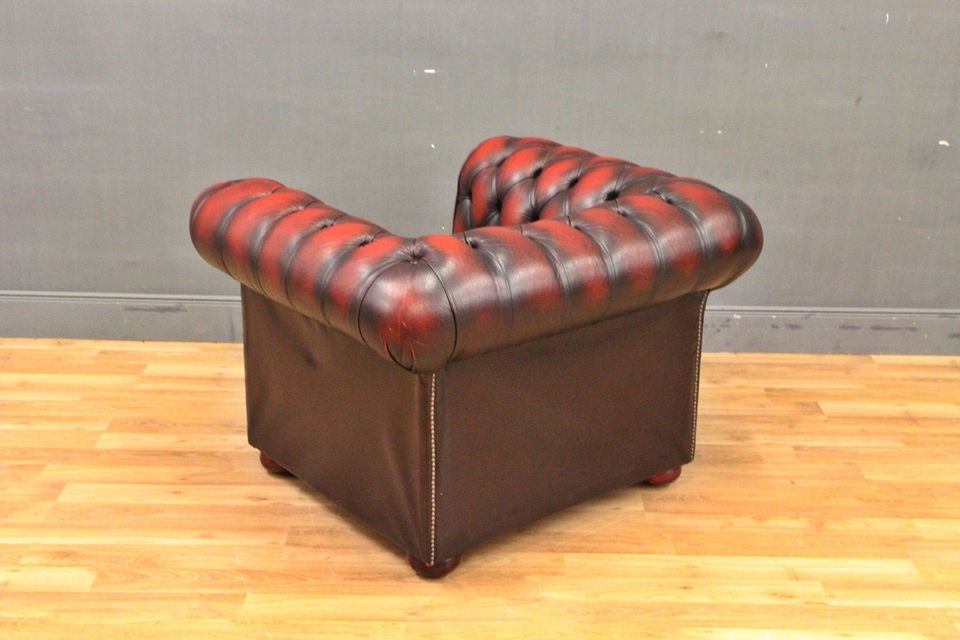 Chesterfield Sessel Englisch Englisch Leder Antik Hocker in Lage