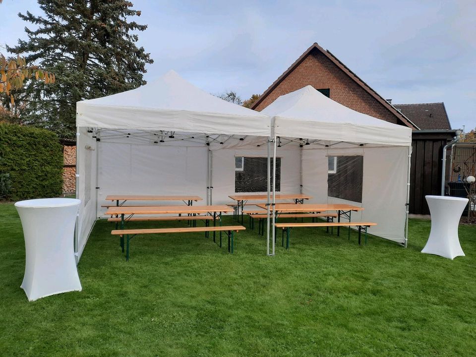 Verleih Pavillon Zelt Partyzelt weiß 6 x 9 m zum Mieten in Hambühren