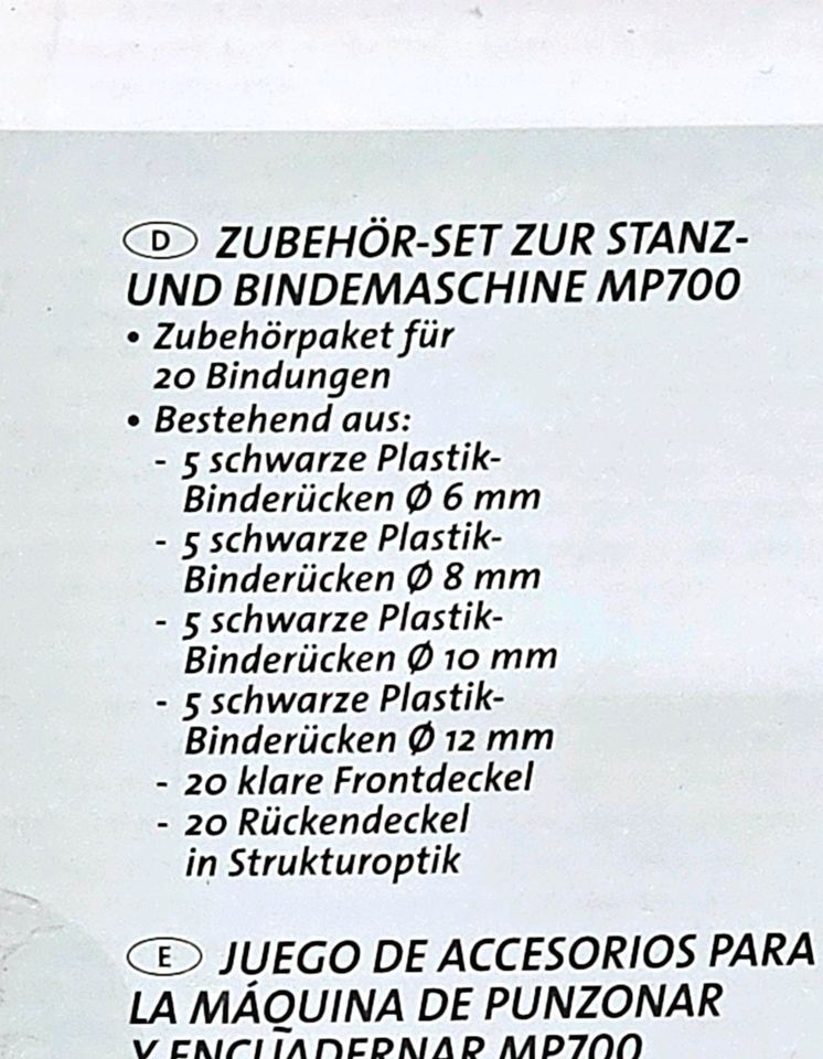 2 Zubehör-Sets zur Stanz und Bindemaschine MP700 in Hochheim am Main