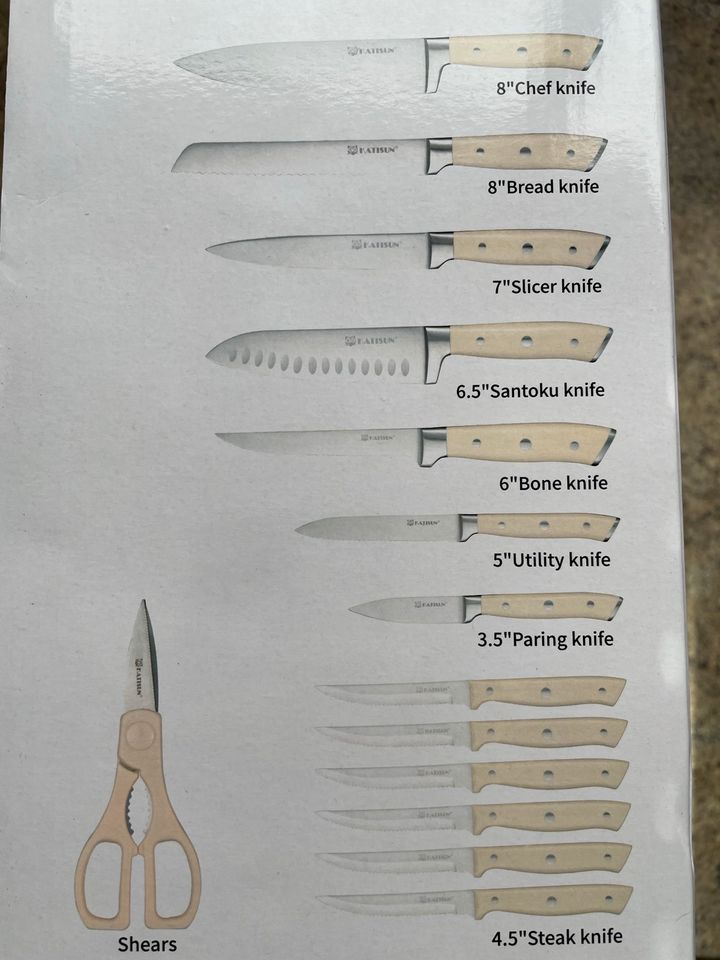 Messerset 16 Teilig Kochen Küche Messer Schneidemesser Set Schere in Heide