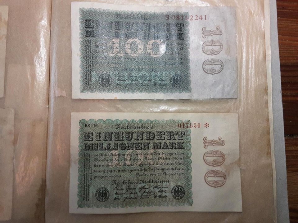 Deutsche Reichsbanknoten und Darlehens Kassenscheine in Freiberg