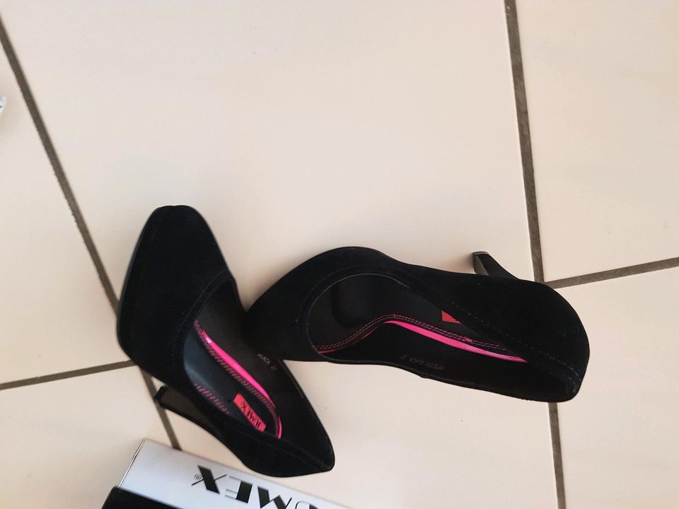 Jumex High Heels 10 cm Absatz schwarz pink wildleder, Gr.37, Neu in Saarbrücken