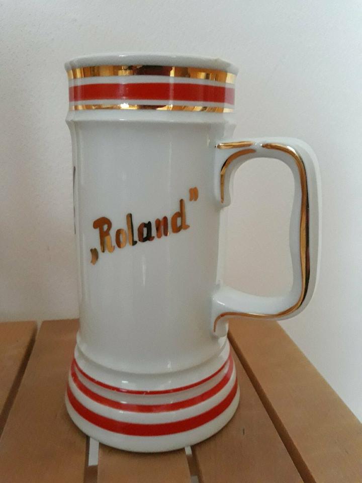 2 Biergläser / Weizengläser/Porzellan mit Schriftzug "Roland" in Störnstein