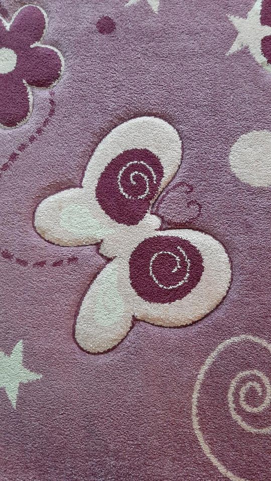 Teppich Mädchen 120x170 lila pink Schmetterling Blume in Hünxe