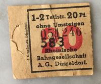 Fahrkarte Ticket 50er Jahre Rheinische Bahngesellschaft AG D'dorf Düsseldorf - Flingern Nord Vorschau