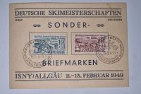 1949 Postkarte Westzone Sonder-Briefmarken Württemberg Skimeister Bayern - Neu Ulm Vorschau