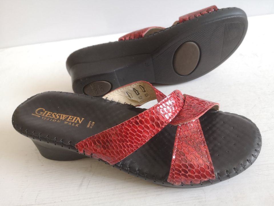 Damen Schuhe Pantoletten Sandalen GIESSWEIN Gr 39 rot Leder in Duisburg