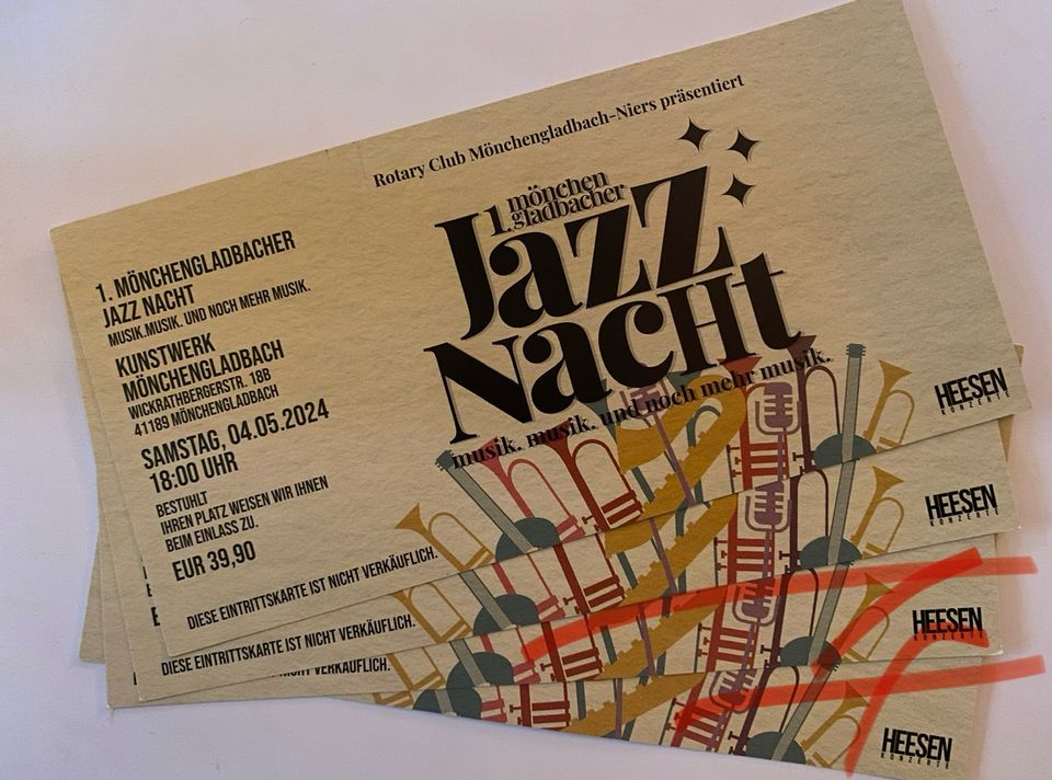 2x Karten 1. Mönchengladbacher Jazz Nacht 04.05.24 in Mönchengladbach