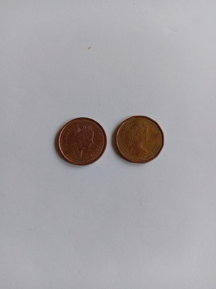 Münzen 1 Cent Canada 1987 und 1998 in Dresden