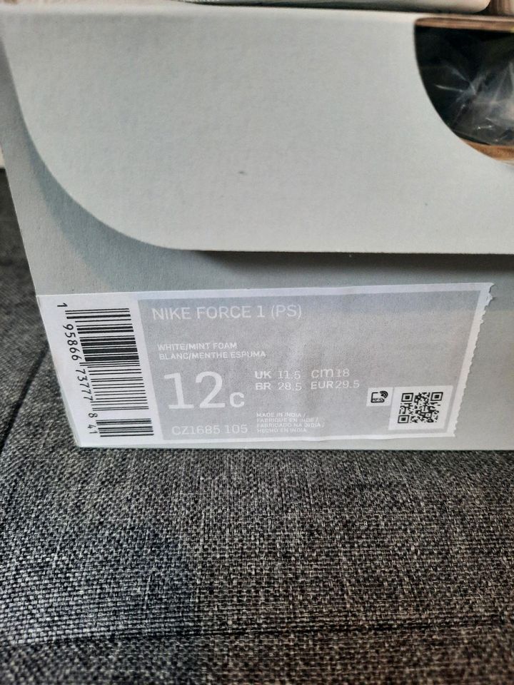 Nike Air Force 1 White Mint Größe 29,5 ovp Junge Mädchen in Essen