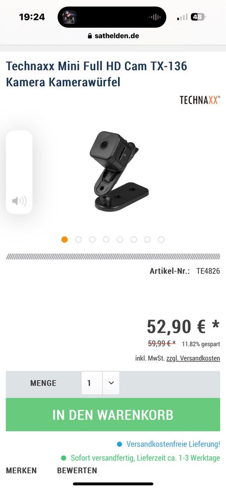 Technaxx Mini Full HD Cam TX-136 Kamera Kamerawürfel in Dortmund