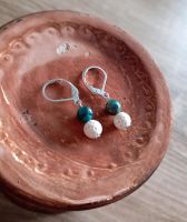 ❤️ Blauer Apatit Edelstein weiße Lava Perlen Ohrringe versilbert❤ Bayern - Ergolding Vorschau