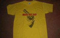 T-Shirt Make my Day Revolver Pistole gun fun shirt, gelb, Größe M Bayern - Weißenhorn Vorschau