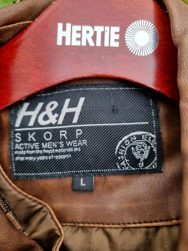 Lederjacke Braun Leather H&H Skorp active Men's wear Größe L in Berlin