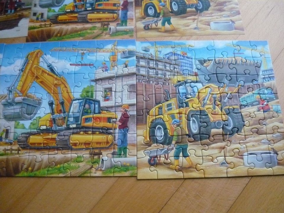 4 x Puzzle: (3x49 und 100 Teile) Die Maus / Baufahrzeuge in Tawern