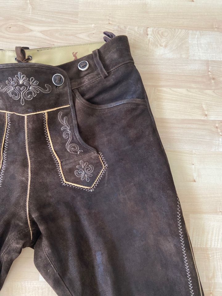 Kniebundlederhose Wildbock rehbraun Dreiviertel Lederhose  Gr. 25 in München