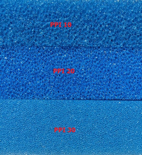 3x Filterschaum Filtermatte blau ca. 50x50x5 cm, PPI 10, 20 u. 30 in Holzappel (Rhein-Lahn-Kreis)