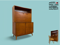 WMK # Stilvoller und sehr gut erhaltener Mid-Century Schreibschrank aus vollem Holz mit Regal und konischen Füßen, DDR, 1963 # Schrank Highboard Sekretär Barschrank Bar Kommode Sideboard Vintage 60er Friedrichshain-Kreuzberg - Friedrichshain Vorschau