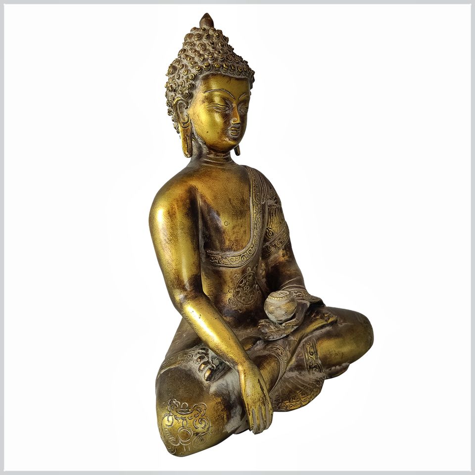 Erdender Buddha Bronze goldantik Feuerarbeit 27,5cm 3,3kg in München