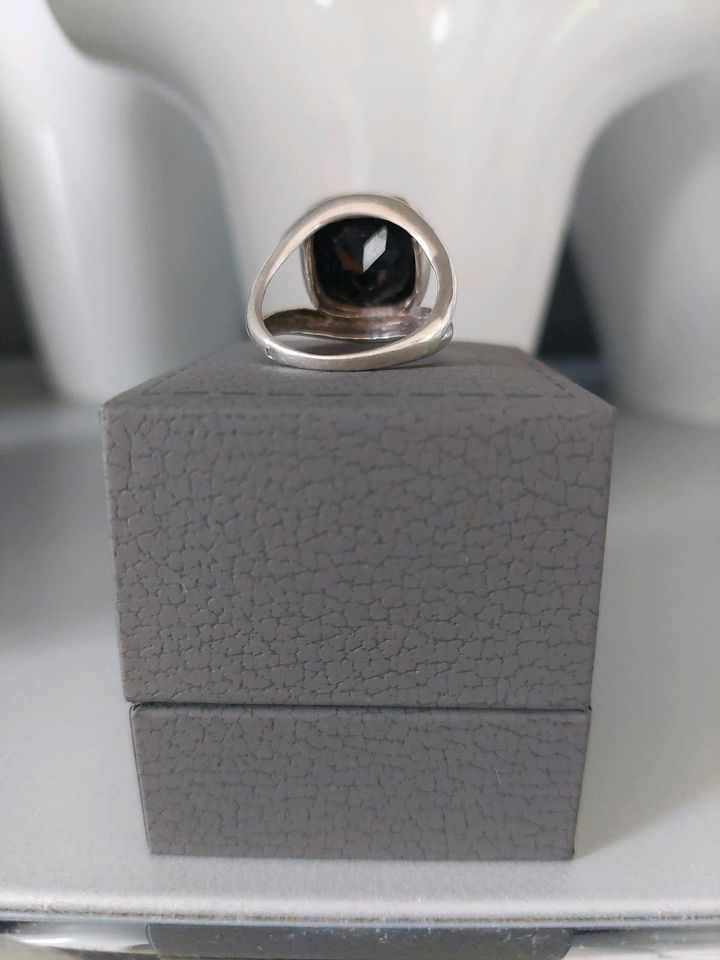 Ring 925 Silber mit schwarzem Stein Onyx in Bielefeld