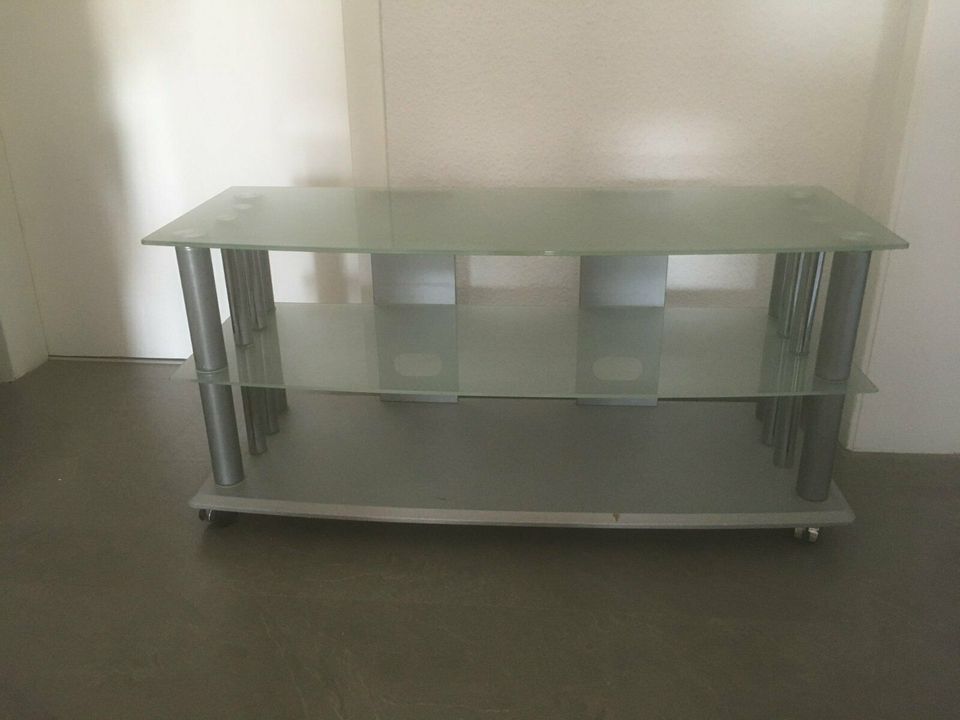 Tv Schrank Fernsehschrank Hi-Fi Bord tv Reck Glas Metall Silber in Ennigerloh