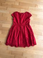 s.Oliver festliches rotes Kleid kurzarm Satinscherpe Spitze 128 Kr. München - Unterföhring Vorschau