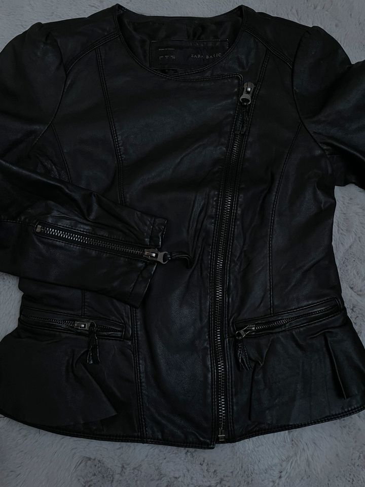 Zara Basic Lederjacke Echtleder schwarz L in Hannover