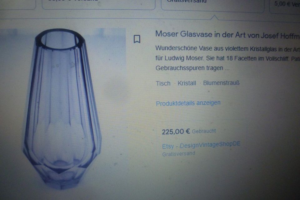 2 X Josef Hoffmann Karlsbad facettierte Jugendstil Glas Vase 1920 in Sternenfels