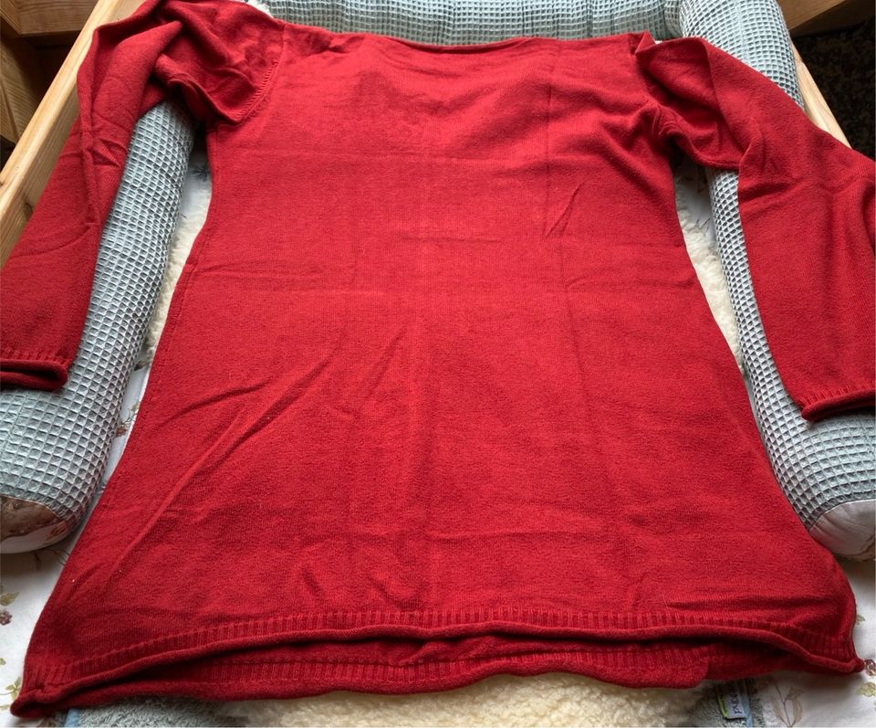 Deerberg Pullover Tunika Baumwolle Kaschmir 38 M rot Strick in Bad Blankenburg