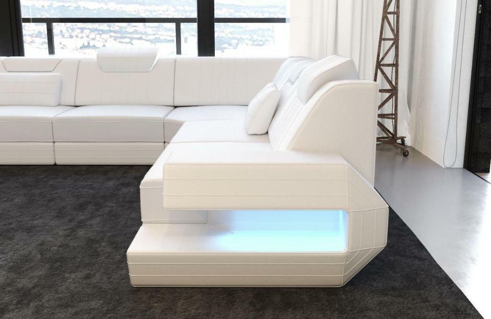 Sofa Couch Wohnlandschaft RAGUSA U Form mit LED Beleuchtung in Berlin