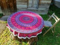 Indische Tischdecke Roundie Decke mit Mandala und Elefanten rund Baden-Württemberg - Weil im Schönbuch Vorschau