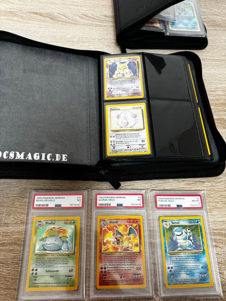 Pokemon Karten Sammlung 2x Basis Set + 1.Edition Glurak Turtok in Heßheim