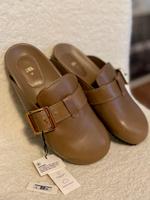 Neu NP 90€ Zara Clogs Echtleder beige Khaki braun 37 Bayern - Schnaittach Vorschau