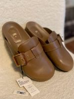 Neu NP 90€ Zara Clogs Echtleder beige Khaki braun 37 Bayern - Schnaittach Vorschau