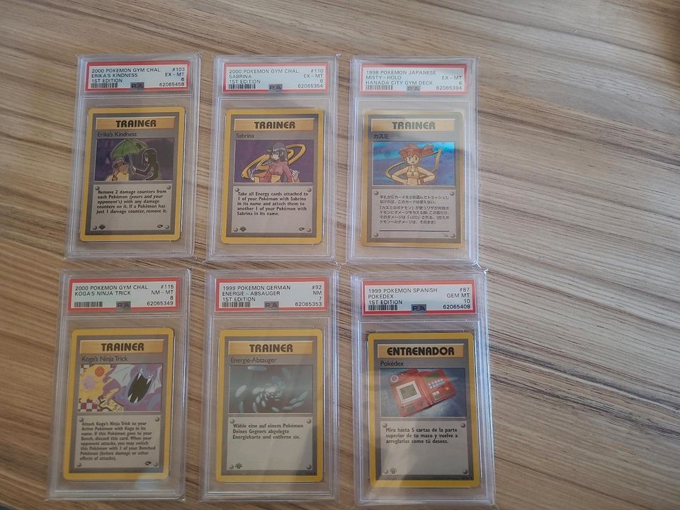 Erika Sabrina Misty Koga Pokedex Absauger 1st PSA BGS Pokemon in Rietberg