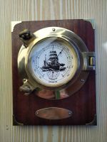 Schiffsbullauge Messing Barometer + Thermometer Mahagoniplatte Niedersachsen - Bad Salzdetfurth Vorschau