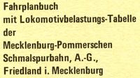 Röhr: Fahrplanbuch Meckl.-Pomm. Schmalspurbahn (MPSB, Kleinbahn) Niedersachsen - Bad Fallingbostel Vorschau