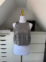 H&M Pailletten Top kurz crop Größe L silber Nordrhein-Westfalen - Altena Vorschau