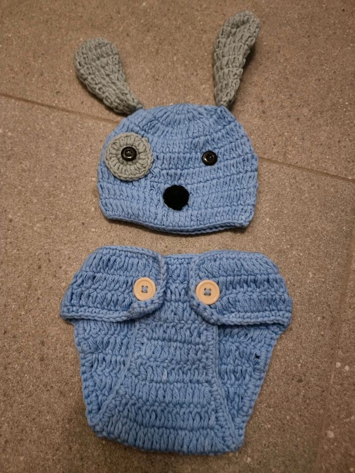 Kleidung für die Neugeborenenfotografie Junge Hund blau in Dortmund