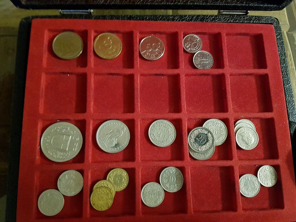 Münzen aus verschiedenen Ländern im Münzkoffer in Hofheim am Taunus