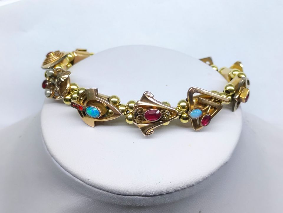 Armband Kettenschieber Opal 925er Silber vergoldet in Meine