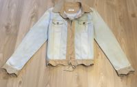 Lecomte Jeans Jacke, mit Velours Leder, hellblau-sand, Np. 199,-€ Schleswig-Holstein - Leck Vorschau