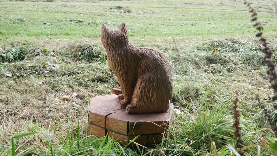 Katze geschnitzt - Kettensäge Motorsäge Carving Holzkunst in Rotenburg