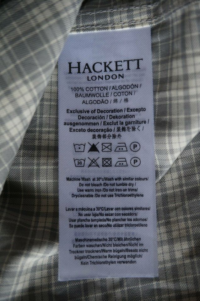 Hackett London XL Slim Fit Hemd 100% Baumwolle grau weiß kariert in Heidelberg