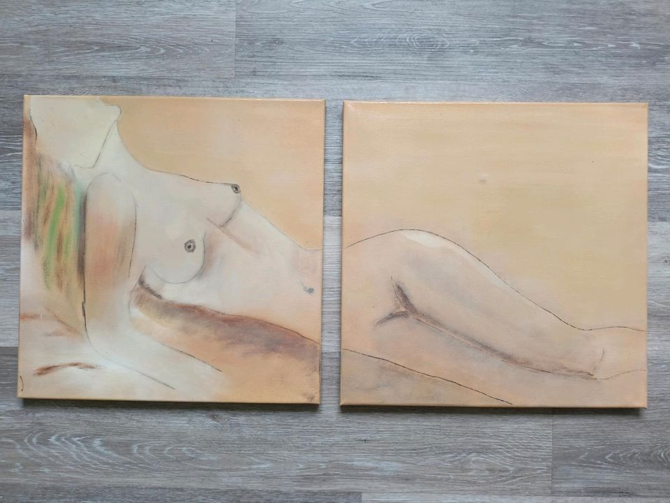 Keilrahmen - Leinwandbild nackte Frau 40 x 40 cm beige in Sachsenhagen