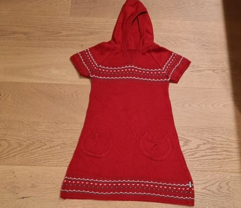 Mädchen Strickkleid rot mit Kapuze Größe 116/122 von Jako-o in Warthausen